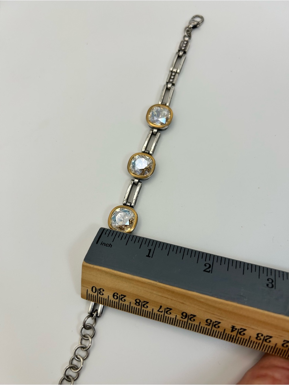 Brighton Venusian Bracelet - Clear Crystals Two-tone Gold Silver Plated Retired - Picture 10 of 10